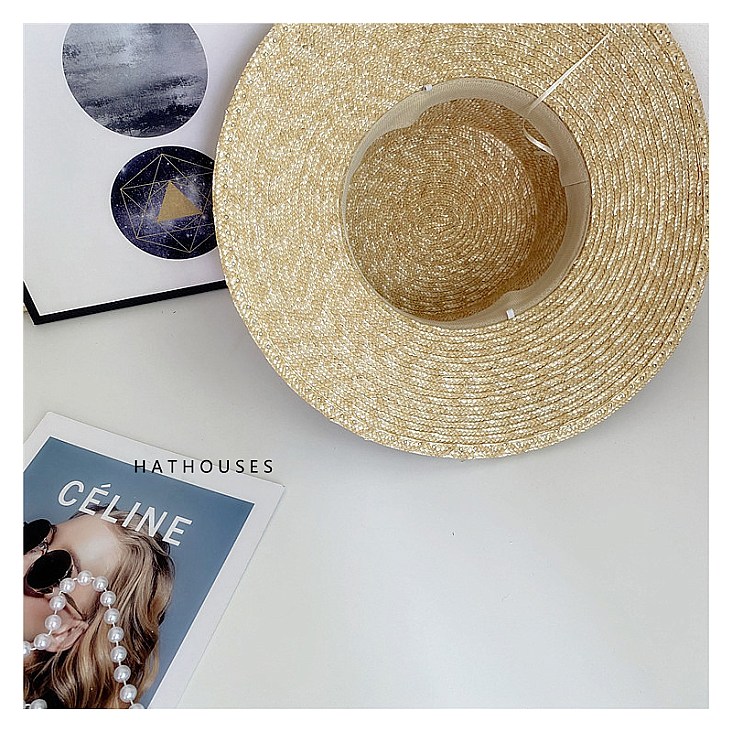 Natural Straw Hat W/Pearl Band
